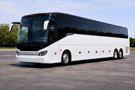 56-passenger charter bus available for charter in Indio, CA